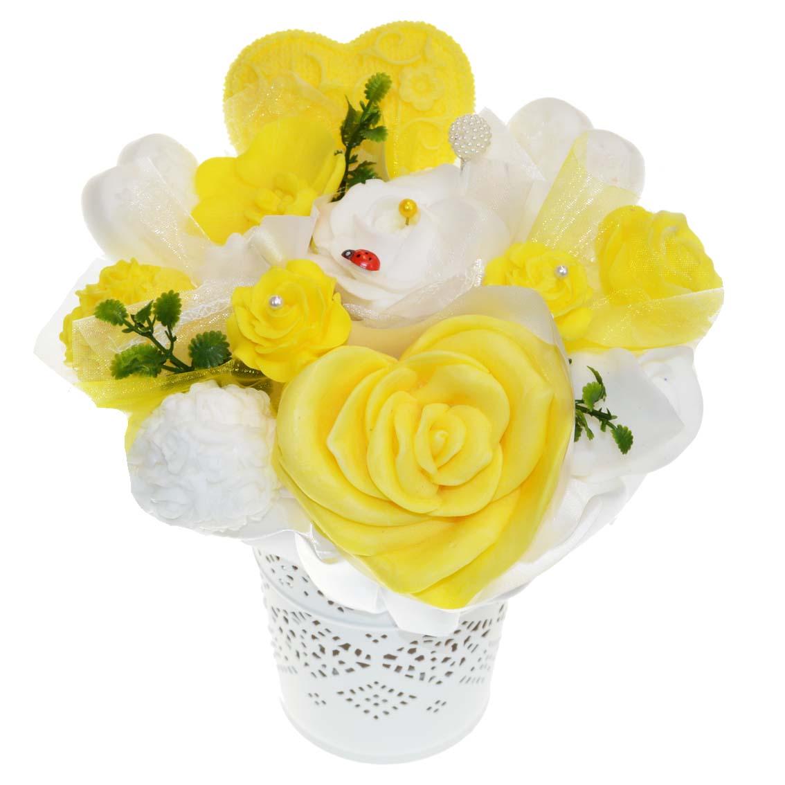 Mydlová Kytica - žlto - biela